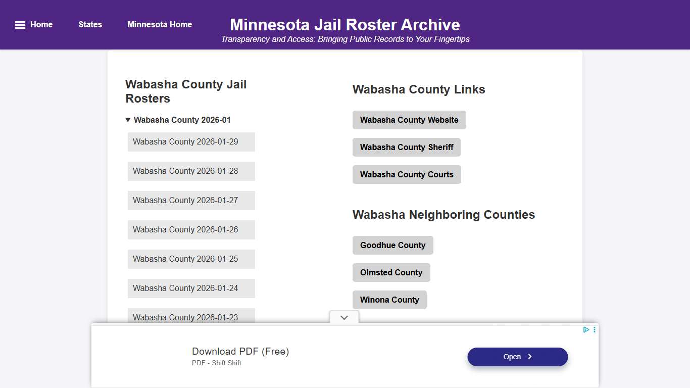 Wabasha County - Minnesota Jail Rosters